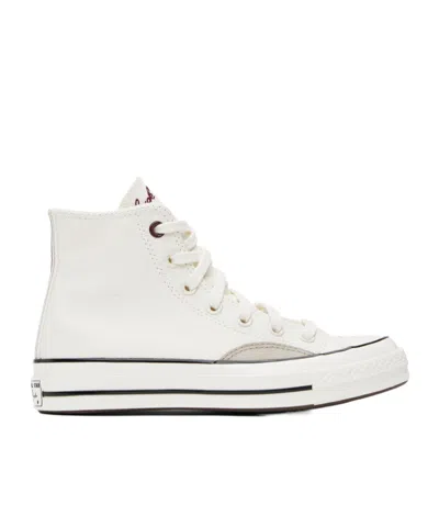 Converse Logo Embroidered High Upper Board Shoes In White