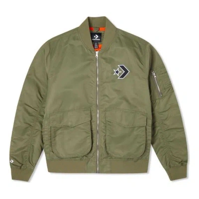 Converse Logo Loose Sports Retro Aviator Jacket Couple Style Green