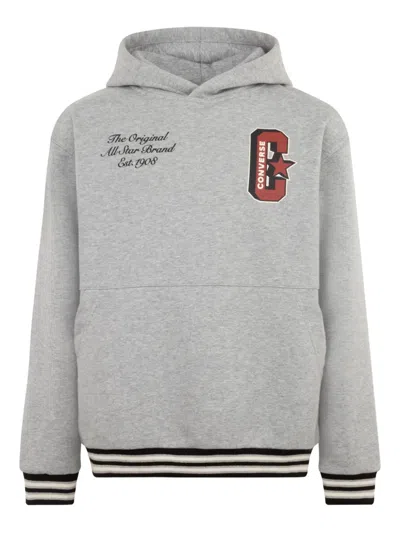 Converse Kids' Logo-print Cotton-blend Hoodie In Grey