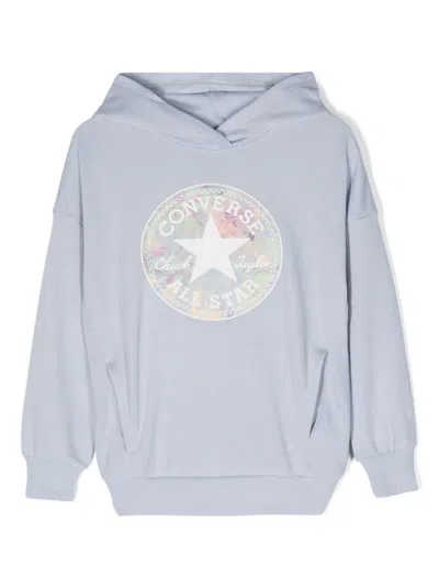Converse Kids' Logo-print Jersey Hoodie In Blue
