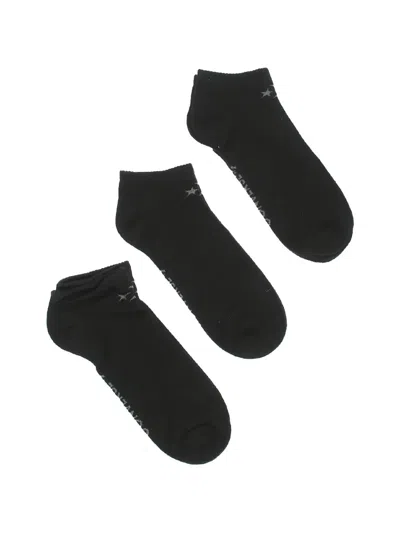 Converse Logo-embroidered Ankle Socks (set Of Three) In Black