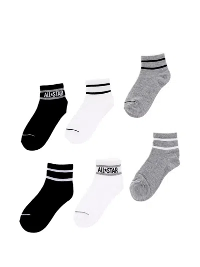 Converse Logo-embroidered Striped Socks (set Of Six) In Black