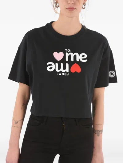 Converse Logo-print Cropped T-shirt In Black