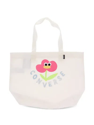 Converse Logo-print Floral Tote Bag In Pink