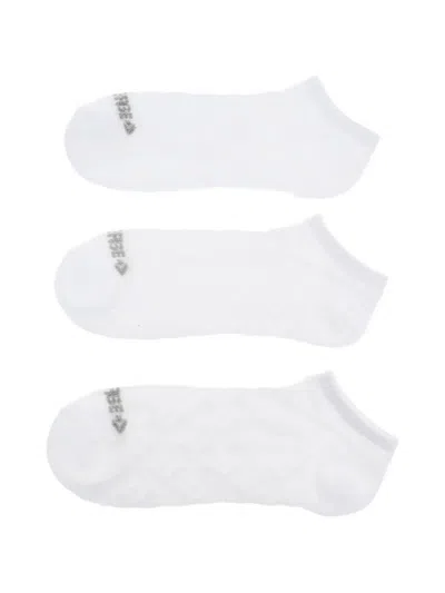 Converse Logo-print No-show Socks (set Of Three) In White