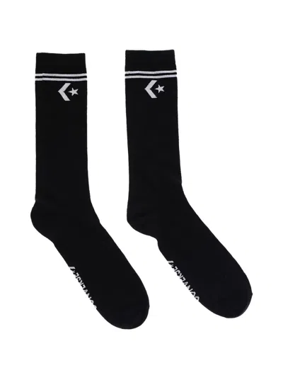 Converse Logo-print Ribbed Socks (set Of Two) In Black
