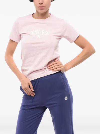 Converse Logo-print Short-sleeve T-shirt In Pink