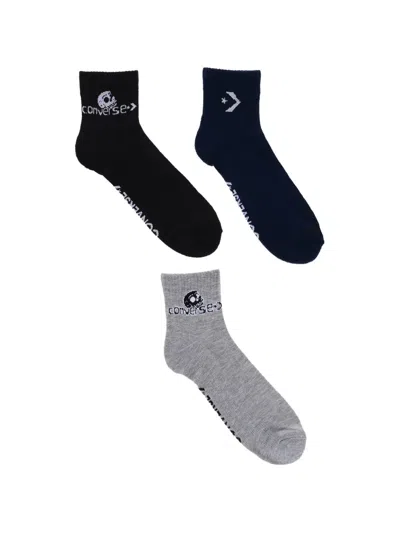 Converse Logo-print Three Pack Socks (set Of Three) In Black