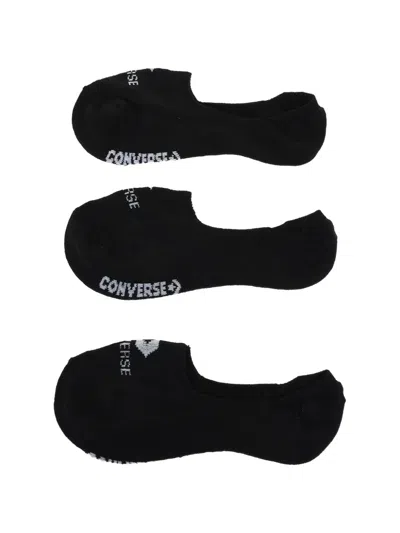 Converse Logo-print Ultra-low Socks (set Of Three) In Black