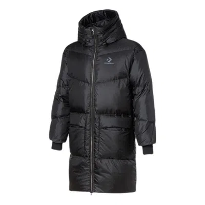 Converse Long Down Jacket 'black' In Animal Print