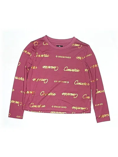 Pre-owned Converse Kids' Long Sleeve Top Burgundy Crew Neck Tops