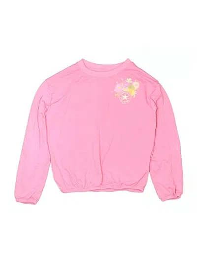 Pre-owned Converse Kids' Long Sleeve Top Pink Crew Neck Tops