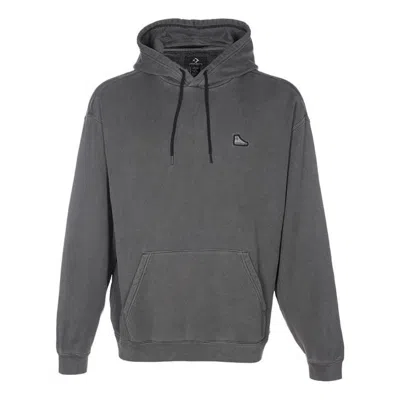 Converse Loose Fit Sneaker Patch Hoodie 'black Grey' In Gray
