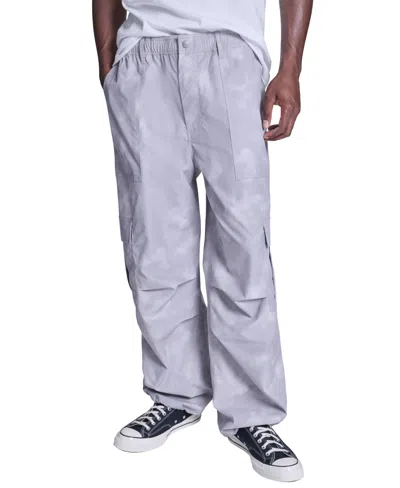 Converse Men's Box Pattern Wide Leg Cargo Pants In Gray