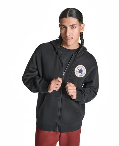 Converse Men's Chuck Fleece Standard Fit Hooded Sweatshirt In Black