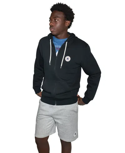 Converse Men's Chuck Patch Full-zip Regular-fit Hoodie In  Black