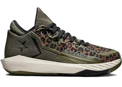 Pre-owned Converse Men's  All Star Bb Jet Mid Archive Print Leopard Sneakers In Field Surplus/black/egret