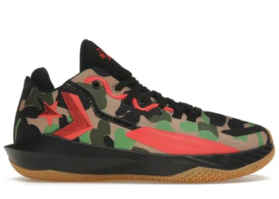 Pre-owned Converse Men's  All Star Bb Jet Mid Camo Sneakers In Black/bright Crimson/gum