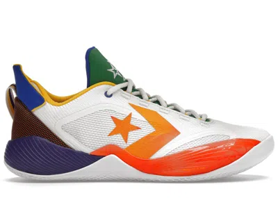 Pre-owned Converse Men's  All Star Bb Shift Ox White Sneakers In Egret/bold Mandarin/amarillo