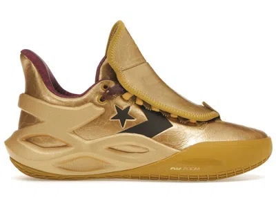 Pre-owned Converse Men's  All Star Bb Trilliant Cx Willy Wonka En Ticket Sneakers In Gold/velvet Brown