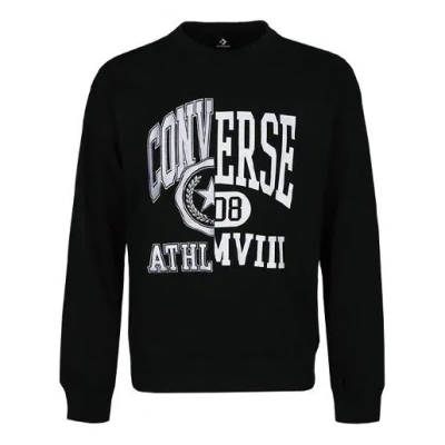 Converse Men's  Alphabet Logo Printing Round Neck Pullover Black