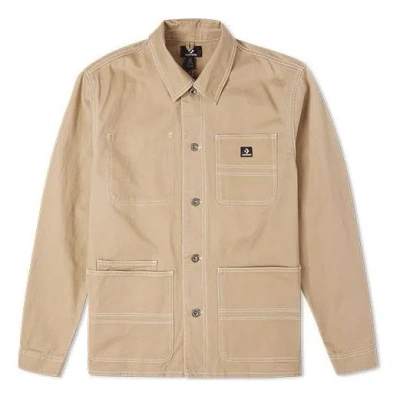 Converse Men's  Cargo Casual Jacket Shirt Khaki In Gold
