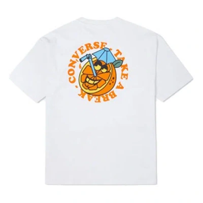 Converse Men's  Cartoon Pattern Printing Loose Round Neck Short Sleeve White