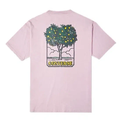 Converse Men's  Cartoon Printing Loose Sports Round Neck Short Sleeve Pink Purple