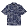Converse Men's  Cashew Full Print Short Sleeve Navy Blue Shirt