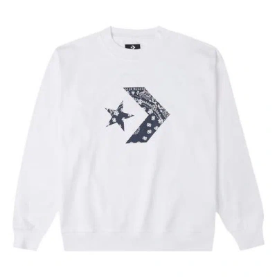 Converse Men's  Cashew Logo Knit Sports Round Neck Pullover White