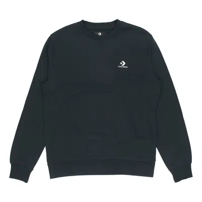 Converse Men's  Casual Sports Logo Round Neck Pullover Dark Black
