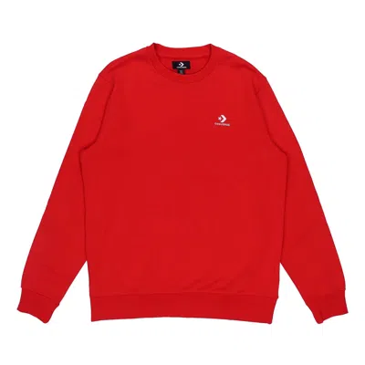 Converse Men's  Casual Sports Logo Round Neck Pullover Red