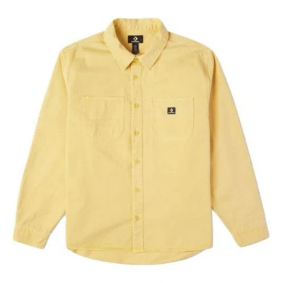Converse Men's  Casual Woven Button Cardigan Retro Long Sleeves Jacket Gold In Yellow