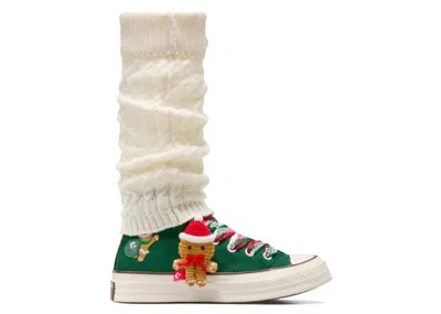 Pre-owned Converse Men's  Chuck 70 Hi Xmas Gingerbread & Knit Sock Sneakers In Midnight Clover/egret/bear Nap