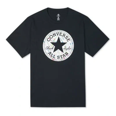 Converse Men's  Chuck Pattern Round Neck Casual Sports Breathable Short Sleeve Black