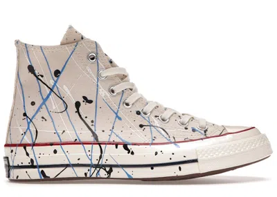 Pre-owned Converse Men's  Chuck Taylor All Star 70 Hi Archive Paint Splatter Sneakers In Egret/digital Blue In Multi