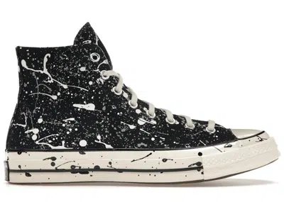 Pre-owned Converse Men's  Chuck Taylor All Star 70 Hi Archive Paint Splatter White Sneakers In Black/ash Stone/