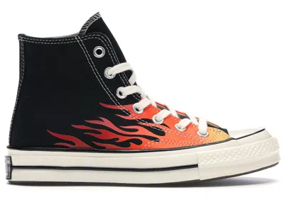 Pre-owned Converse Men's  Chuck Taylor All Star 70 Hi Archive Print Flames Sneakers In Black/enamel Red/bold Ma