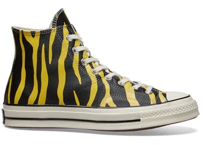 Pre-owned Converse Men's  Chuck Taylor All Star 70 Hi Archive Print Sulfur Zebra Sneakers In Vivid Sulfer/black In Multi