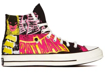 Pre-owned Converse Men's  Chuck Taylor All Star 70 Hi Batman 80th Anniversary Sneakers In Black/hot Pink/egret In Multi
