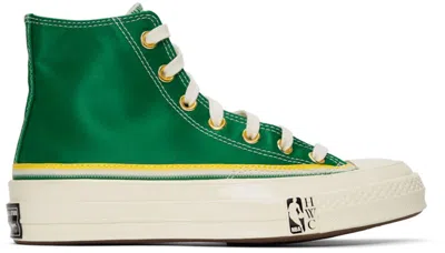 Pre-owned Converse Men's  Chuck Taylor All Star 70 Hi Breaking Down Barriers Celtics Sneakers In Green/amarillo In Multi