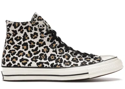 Pre-owned Converse Men's  Chuck Taylor All Star 70 Hi Cheetah Print Sneakers In Driftwood Mult/light Fawn In Multi