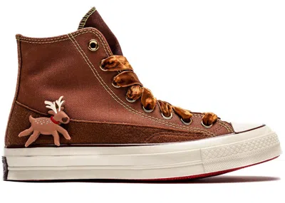 Pre-owned Converse Men's  Chuck Taylor All Star 70 Hi Christmas Pack Reindeer Sneakers In Tawny Owl/red Oak In Multi