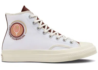 Pre-owned Converse Men's  Chuck Taylor All Star 70 Hi Clubhouse Tennis Club Sneakers In White/egret/red Oak