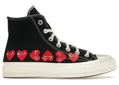 Pre-owned Converse Men's  Chuck Taylor All Star 70 Hi Comme Des Garcons Play Heart Sneakers In Black/red/egret
