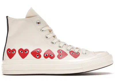 Pre-owned Converse Men's  Chuck Taylor All Star 70 Hi Comme Des Garcons Play Heart Sneakers In White/red/egret
