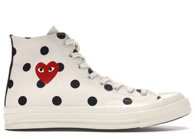 Pre-owned Converse Men's  Chuck Taylor All Star 70 Hi Comme Des Garcons Play Polka Dot Sneakers In White/black/