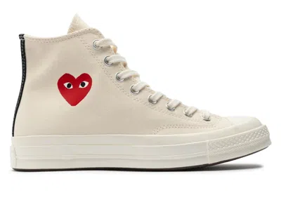 Pre-owned Converse Men's  Chuck Taylor All Star 70 Hi Comme Des Garcons Play Single Heart Sneakers In Milk/red/