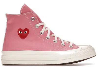 Pre-owned Converse Men's  Chuck Taylor All Star 70 Hi Comme Des Garcons Play Sneakers In Bright Pink