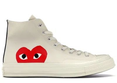 Pre-owned Converse Men's  Chuck Taylor All Star 70 Hi Comme Des Garcons Play Sneakers In Milk/white/high Risk R